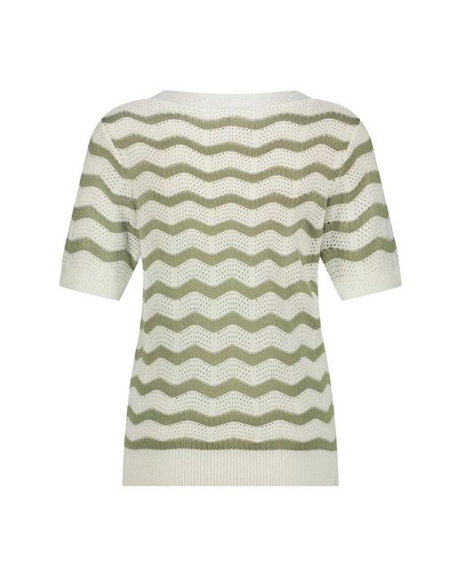 Red Button Gray Zigzag Sommerpullover