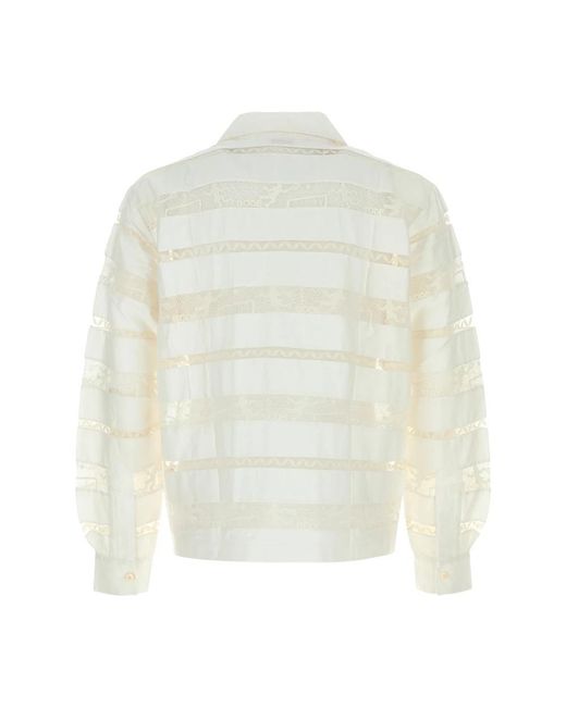 Bode Overhemden ,Katoen Kant Tennis Shirt in het White voor heren