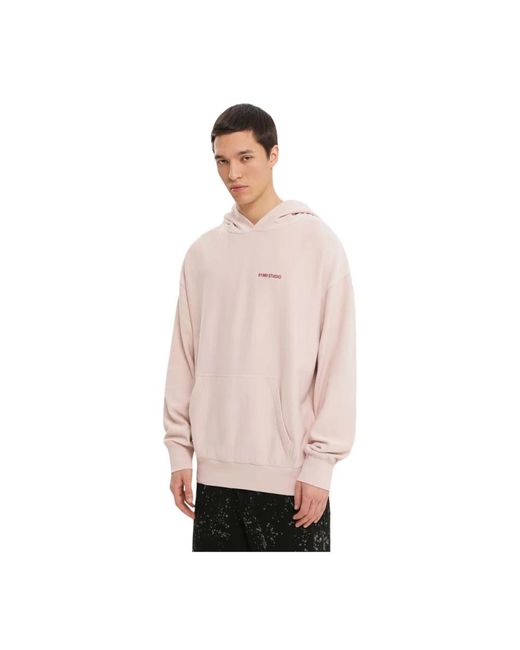 1989 STUDIO Hoodies & Sweatvesten ,Roze ,Roze Hoodie Sweater in het Pink voor heren