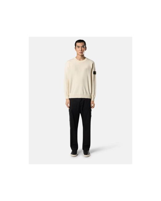 Stone Island White Round-Neck Knitwear for men