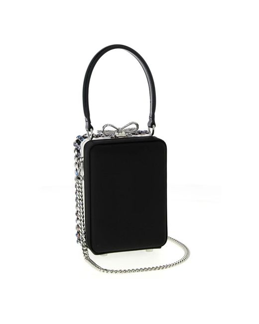Self-Portrait Black Self-Portrait Multi Crystal Chainmail Handbag