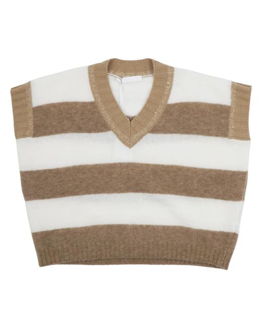 BIANCALANCIA Natural V-Neck Knitwear