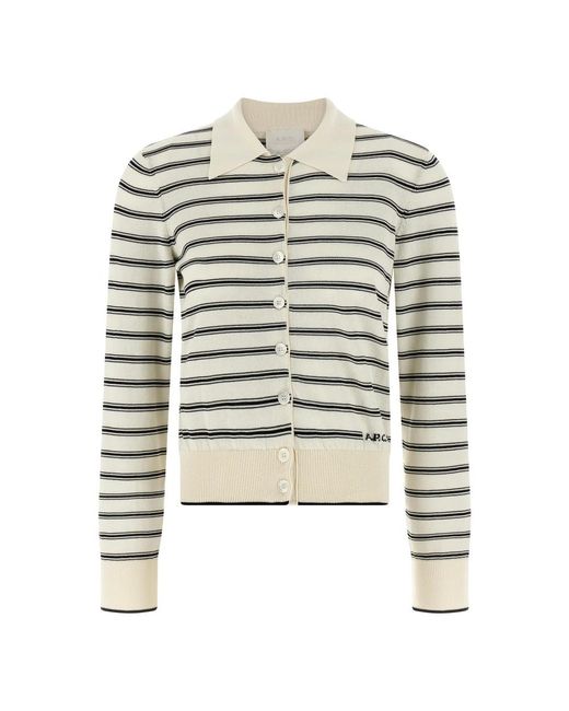 A.P.C. Truien & Vesten ,Veelkleurig ,Katoen Gestreept Katoenen Vest in het Gray