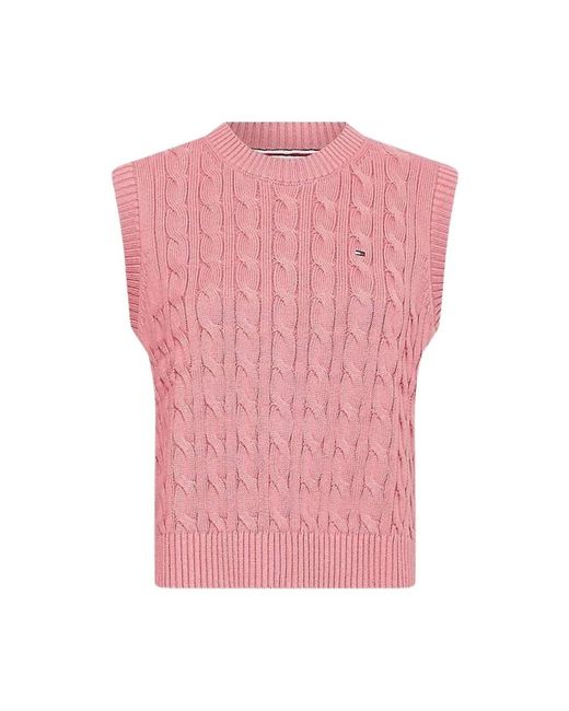 Tommy Hilfiger Pink Round-Neck Knitwear