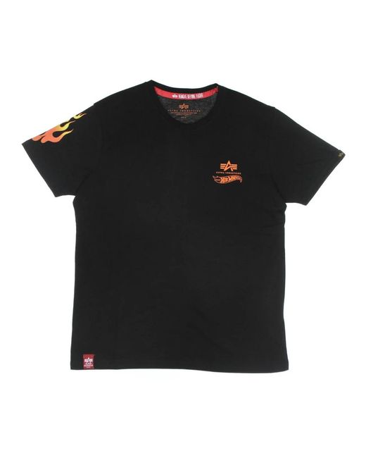 Alpha Industries Flame print hot wheels schwarzes tee in Black für Herren