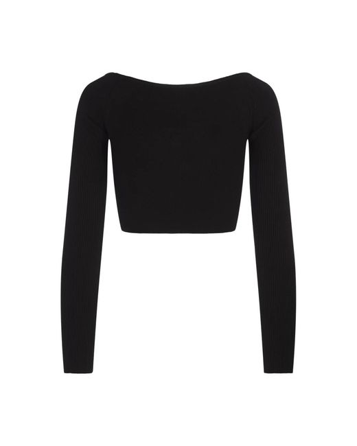 DIESEL Black Schwarzes geripptes langarm-top