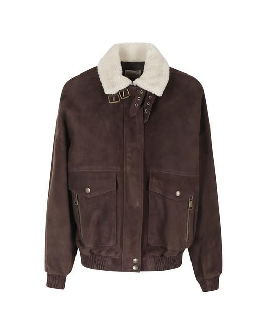 Leather Jackets Semicouture de color Brown
