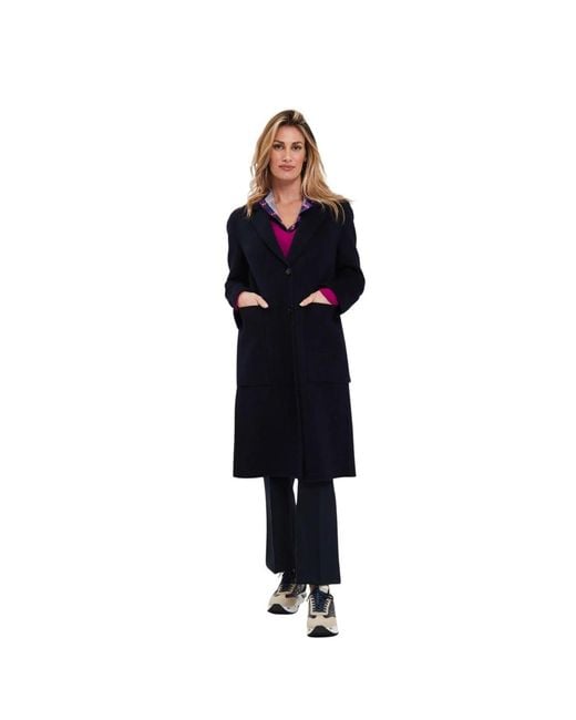 Alpha Studio Blue Single-Breasted Coats