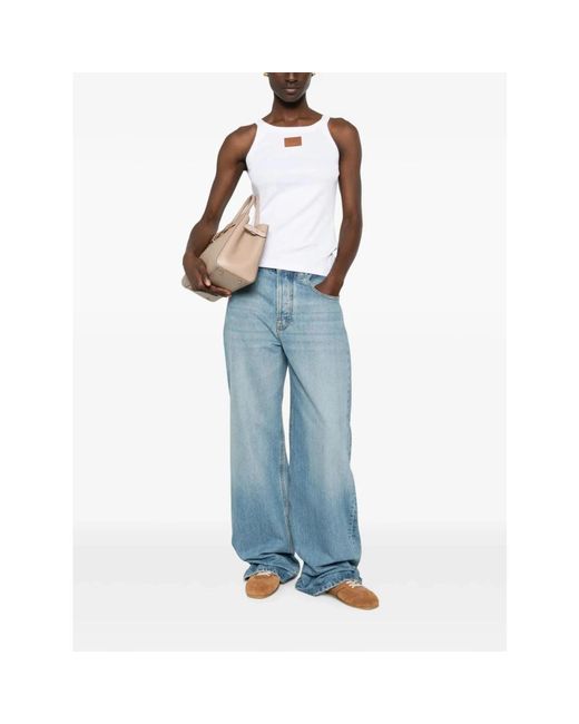 Fendi Ribbed Tank Top in het White