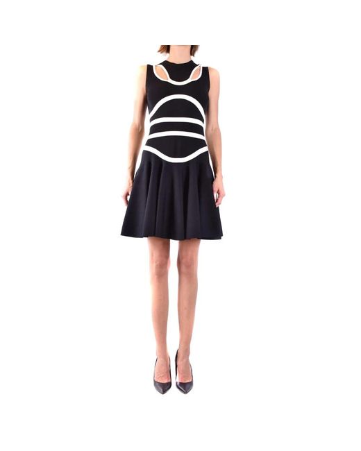 McQueen Kleedjes ,Zwart ,Wol Gestreepte Mouwloze Jurk Voor Herfst/Winter in het Black