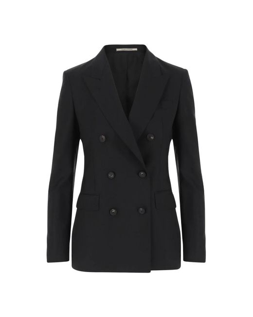 Tagliatore Stretch Wool Double-Breasted Jacket in het Black