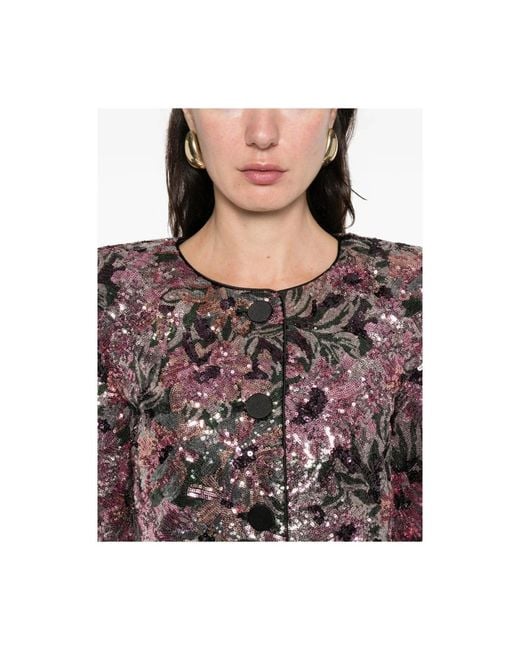 Self-Portrait Purple Floral Sequin Jacket