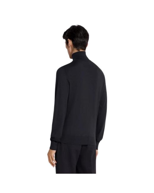 Zegna Luxuriöser cashmere-seiden rollkragenpullover in Blue für Herren