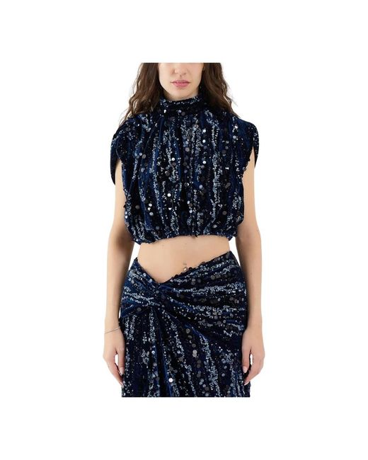 Sabina Musayev Blue Sleeveless Tops