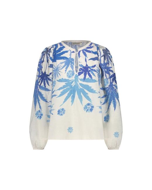 FABIENNE CHAPOT Overhemden ,Veelkleurig ,Katoen Tropical Top Met Lange Mouwen in het Blue