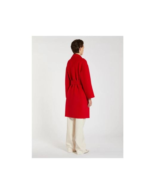Marella Jassen ,Rood ,Wol Belted Coat in het Red