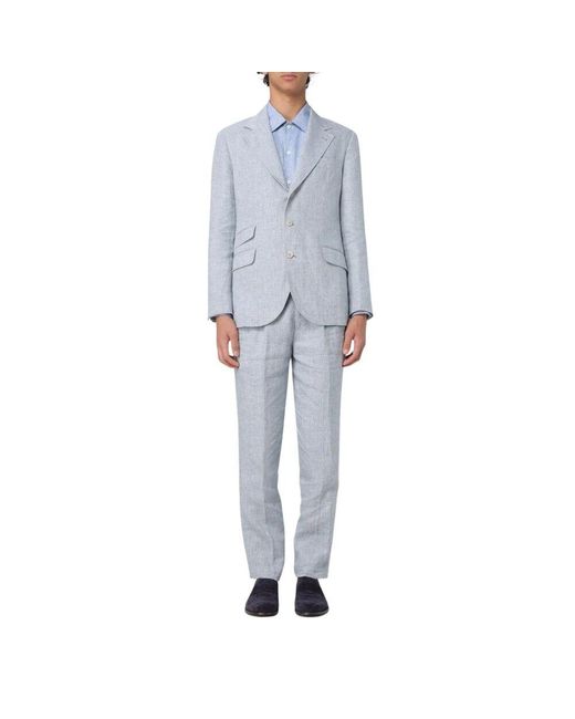 Brunello Cucinelli Marineblaues Leinen-Zweiteiler-Set in Blue für Herren