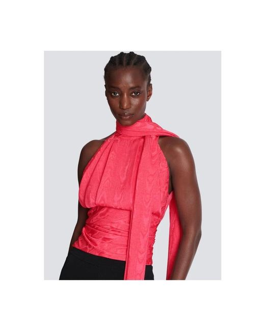 Balmain Red Sleeveless Tops