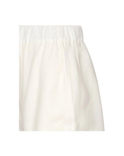 Pinko White Weiße Leinen-Shorts Mit Seitenschlitzen