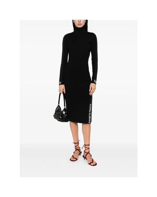 Midi Dresses Elisabetta Franchi de color Black