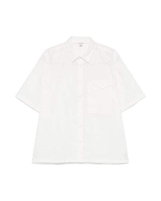 C P Company Kurzärmeliges Multipocket-Hemd in White für Herren