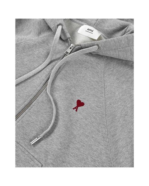 AMI Grauer zip-sweater mit besticktem logo in Gray für Herren