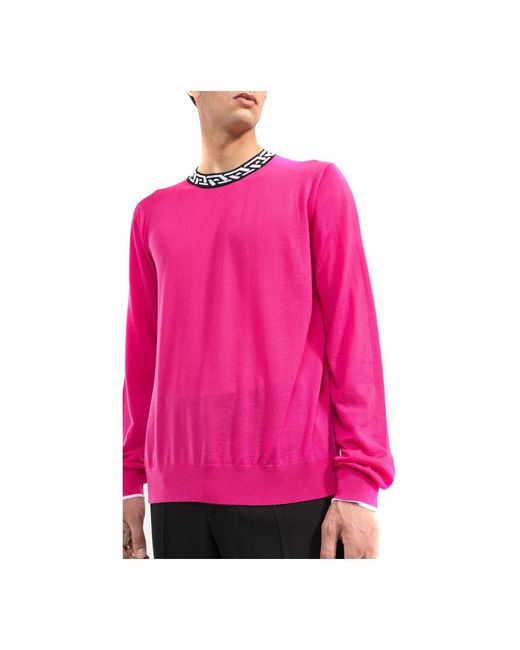 Versace Pink Round-Neck Knitwear for men