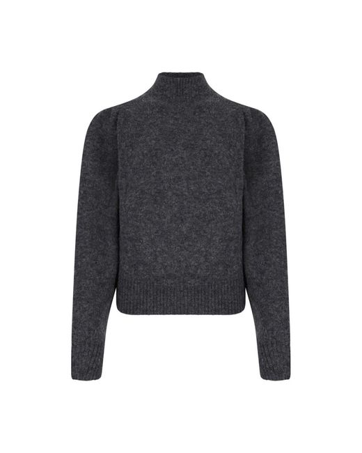 Isabel Marant Truien & Vesten ,Grijs ,Donkergrijze Alpaca Sweater Met Hoge Hals in het Blue