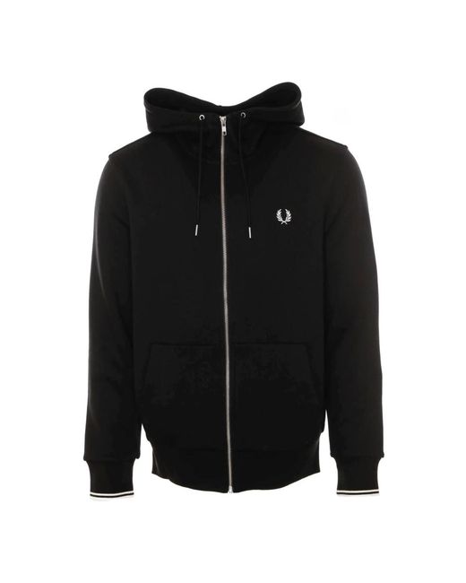 Fred Perry Hoodies & Sweatvesten ,Zwart ,Hooded Sweat Jacket Met Rits in het Black voor heren