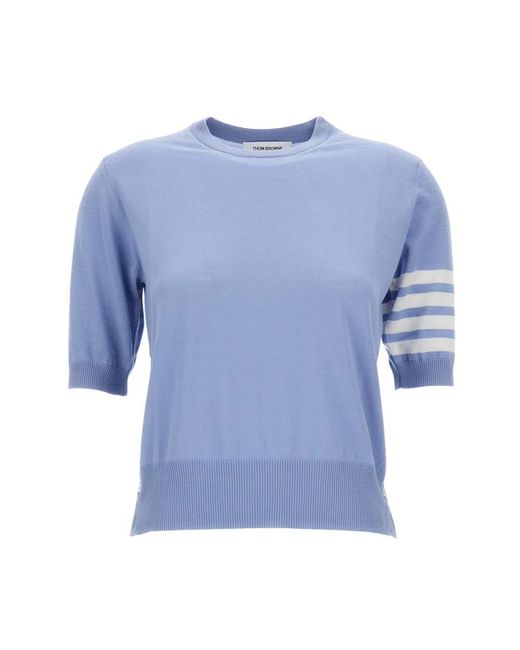 Thom Browne Blue Round-Neck Knitwear