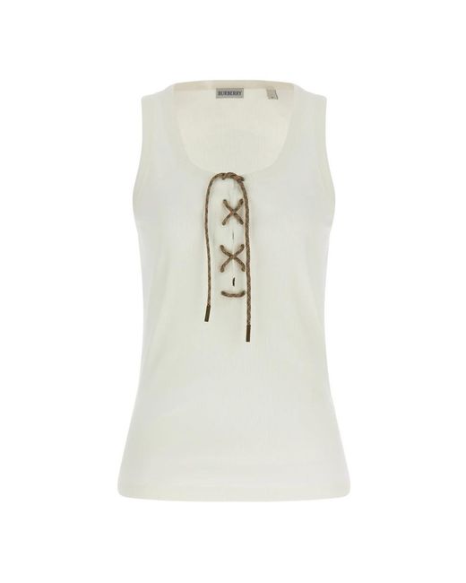Burberry White Sleeveless Tops