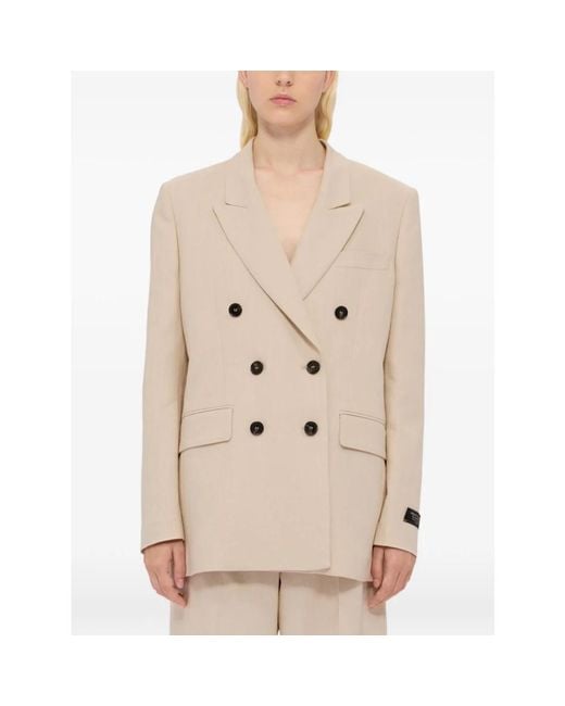MSGM Jassen ,Wol Double-Breasted Blazer in het Natural