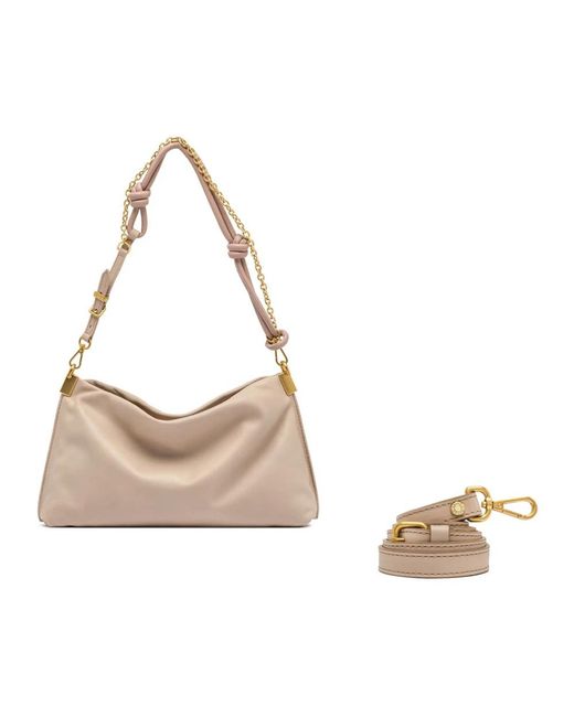 Gianni Chiarini Tassen ,Roze ,Leer Fanny Schoudertas in het Metallic