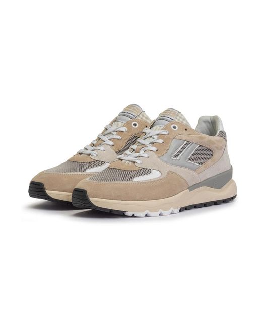 van Bommel Schoenen ,Bruin ,Leer Floris Sport Textile Sneaker in het Gray voor heren