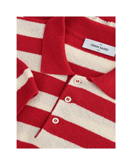 Gran Sasso Gestreiftes handtuch-effekt polo-shirt in Red für Herren