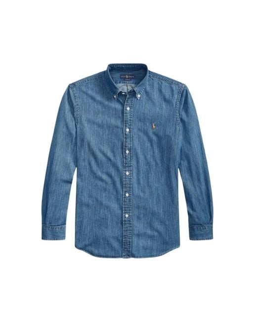 Polo Ralph Lauren Custom Fit Denim Overhemd in het Blue voor heren
