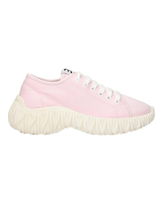 Miu Miu Roze Stoffen Sneakers Met Logodetails in het Pink