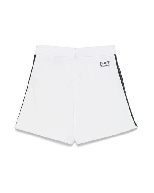EA7 White Weiße Shorts Mit Elastischem Bund