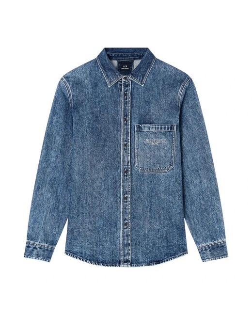 ARMANI EXCHANGE Blue Denim Shirts for men