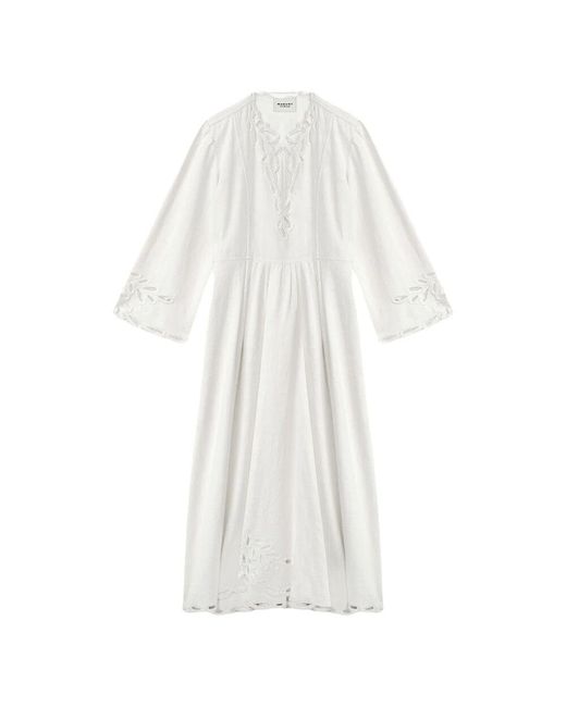 Isabel Marant White Wellenförmiges v-ausschnitt kleid tianny isabel marant étoile