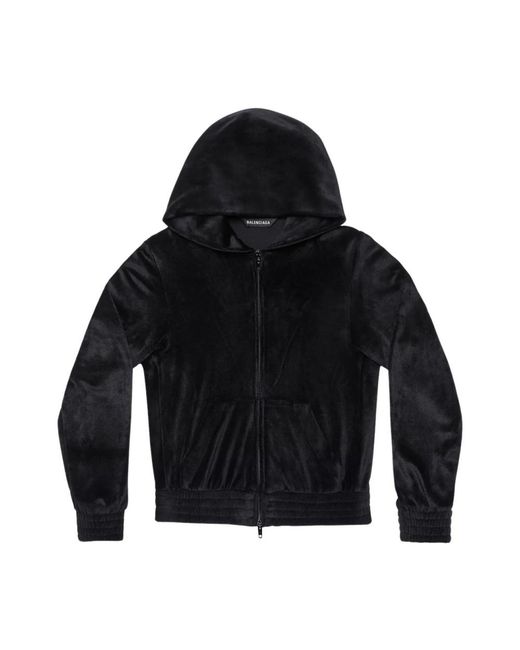 Balenciaga Black Bb Paris Strass Zip-Up Hoodie Fitted