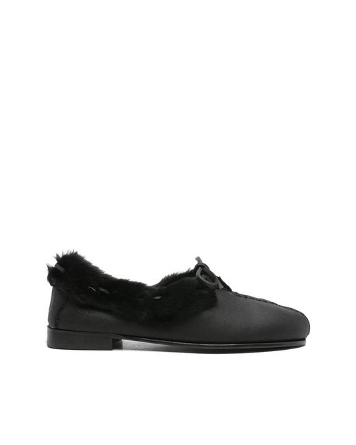 Hereu Leren Loafers Met Afwerking in het Black