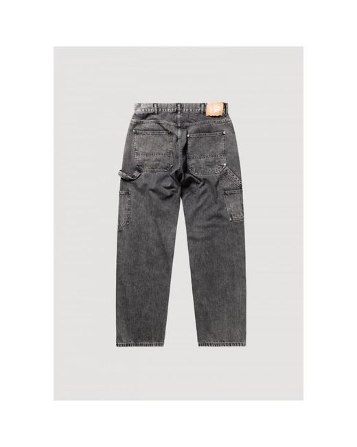 Aries Jeans ,Zwart ,Denim Vintage Loose-Fit Carpenter Jeans in het Gray voor heren