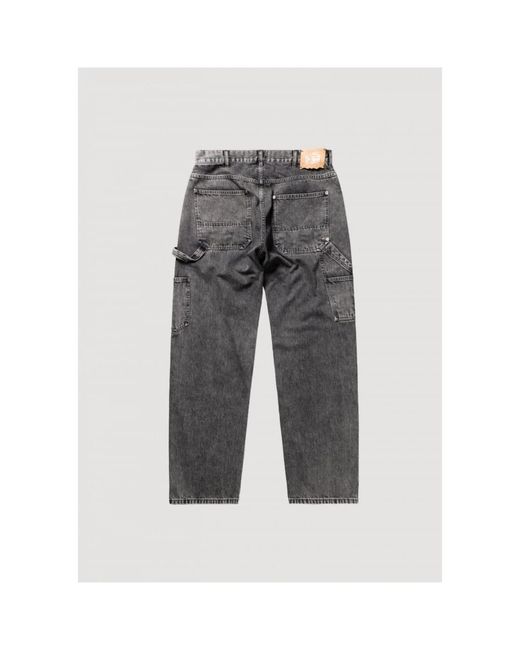 Aries Jeans ,Zwart ,Denim Vintage Loose-Fit Carpenter Jeans in het Gray voor heren