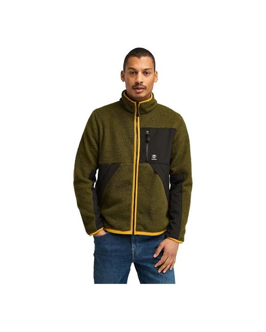 Timberland Lange olivgrüne fleecejacke in Green für Herren