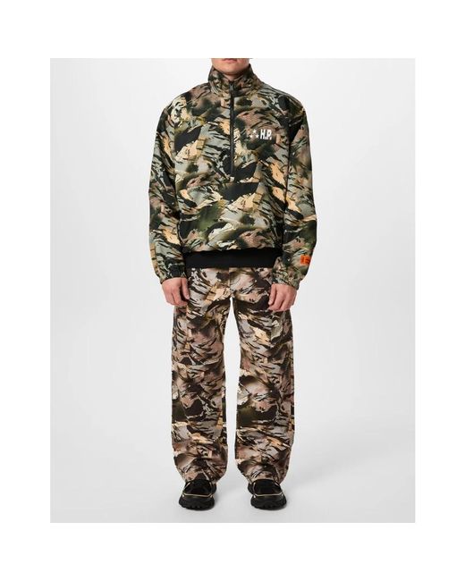 Heron Preston Jassen ,Veelkleurig ,Nylon Camo Logo Tape Windbreaker Jacket in het Gray voor heren
