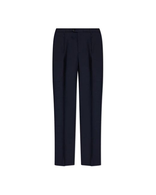 Etro Broeken ,Blauw ,Wol Wollen Broek Met Plooien in het Blue voor heren