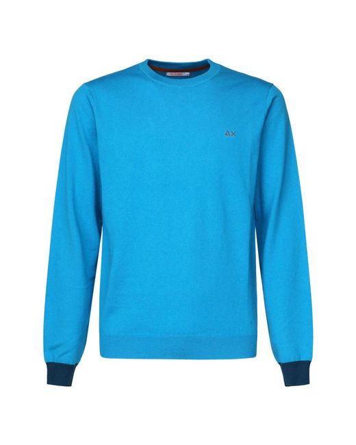 Sun 68 Blue Round-Neck Knitwear for men