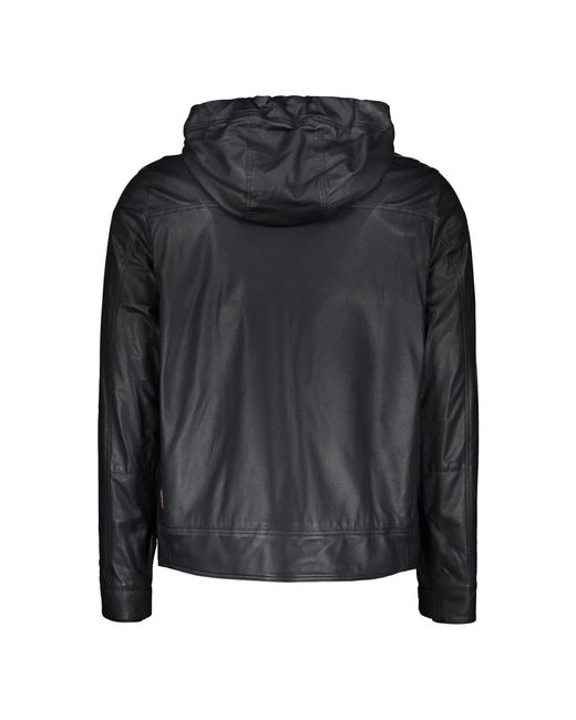 Moorer Jassen ,Zwart ,Leer Leren Jas Met Capuchon Logo Voering in het Black voor heren