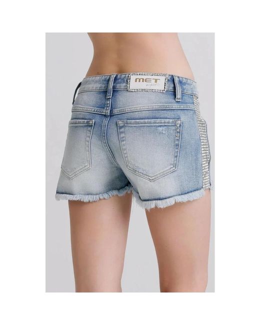 Met Denim Shorts in het Blue